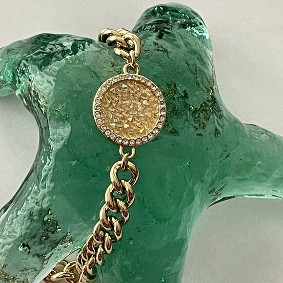 Aura Swarovski Crystal 18kt GP Medallion Link Bracelet New In Box - Picture 2 of 11